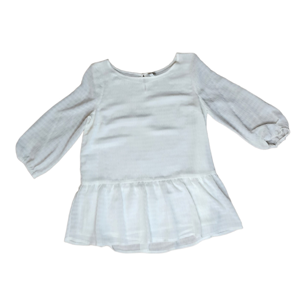 LC Lauren Conrad Women's 3/4 Sleeve Sheer White Blouse M